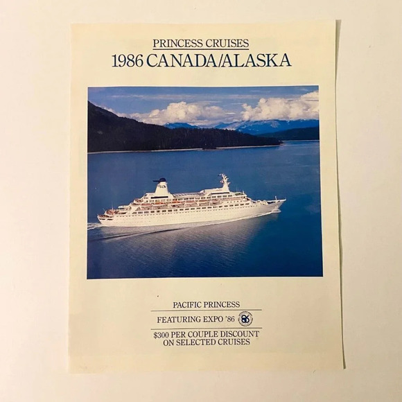 Vintage 1986 Princess Cruises Canada Alaska Pacific Princess Brochure  Pamphlet - Picture 1 of 16